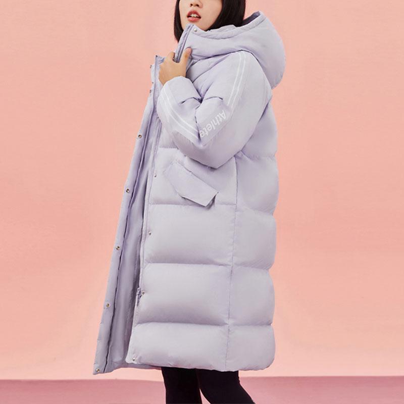 Anta Solid Color Water-Resistant Mid-Length Duck Down Jacket Women Outerwear Light-Lavender 962348904-5