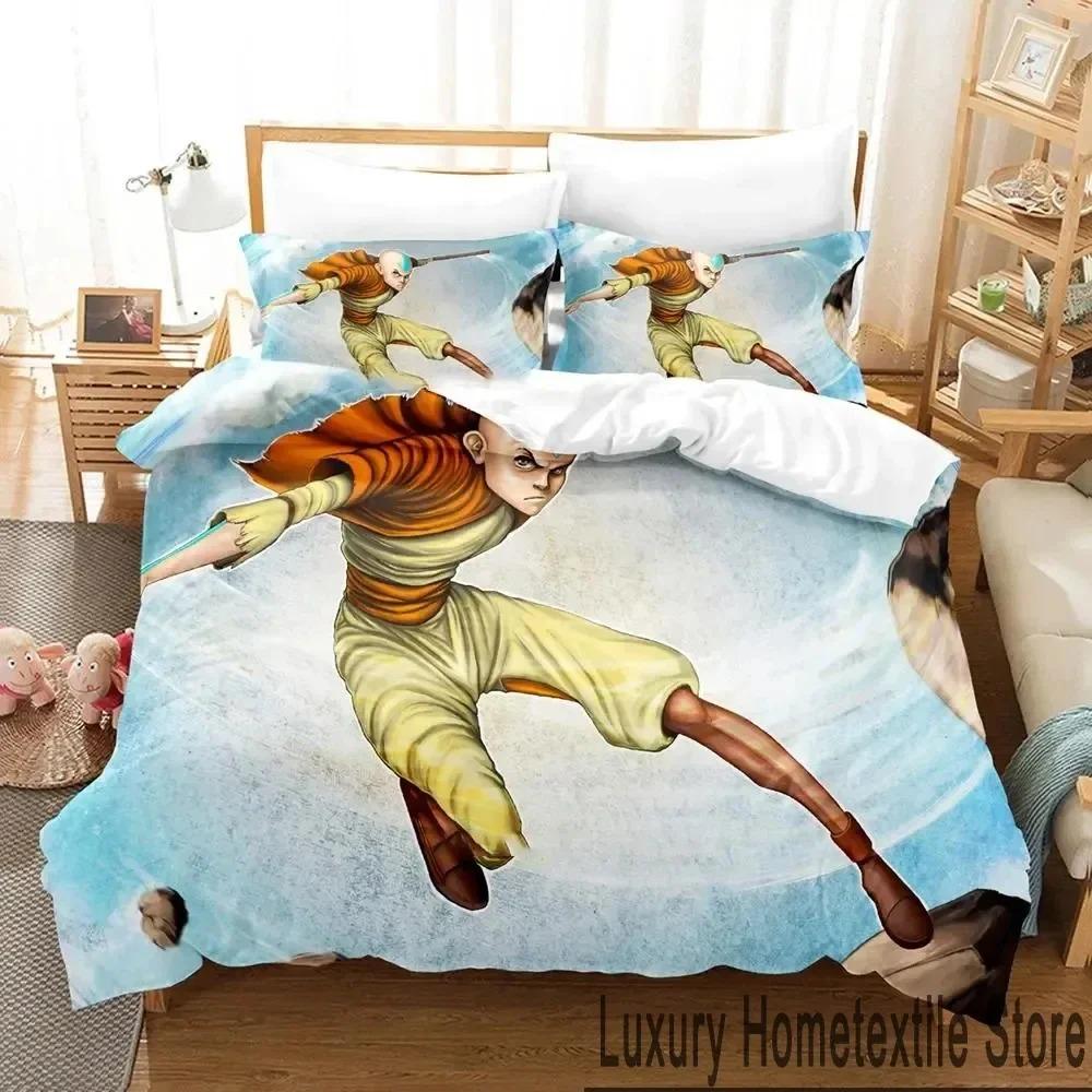 

3D-принт с изображением мультфильма «Аватар: Легенда об Аанге» Комплект постельного белья для мальчиков и девочек, двуспальная кровать размера «king-size», пододеяльник, наволочка, кровать для мальчиков и взрослых EU Single 135x200cm