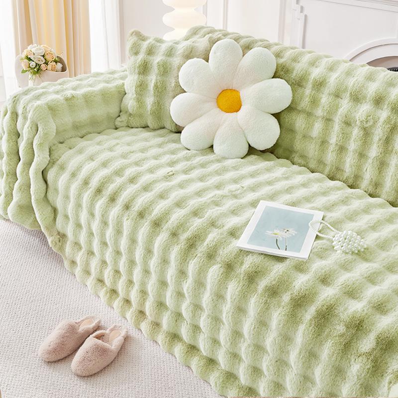 Copridivano in Peluche Antiscivolo, Copertura Totale, Ispessito per l'Inverno, Universale per Tutte le Stagioni