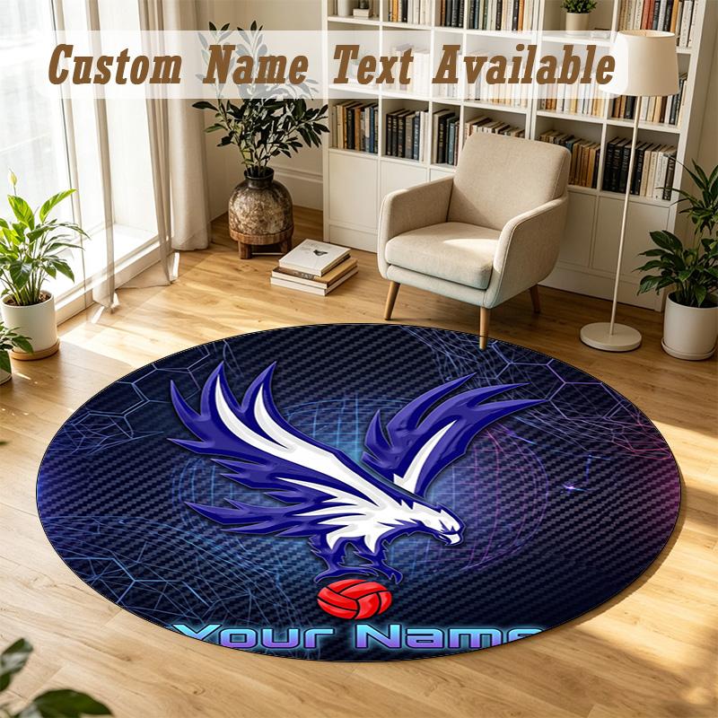 Round Rug Custom NameCrystal Palace Pattern Non Slip Carpet Home Floor Decor