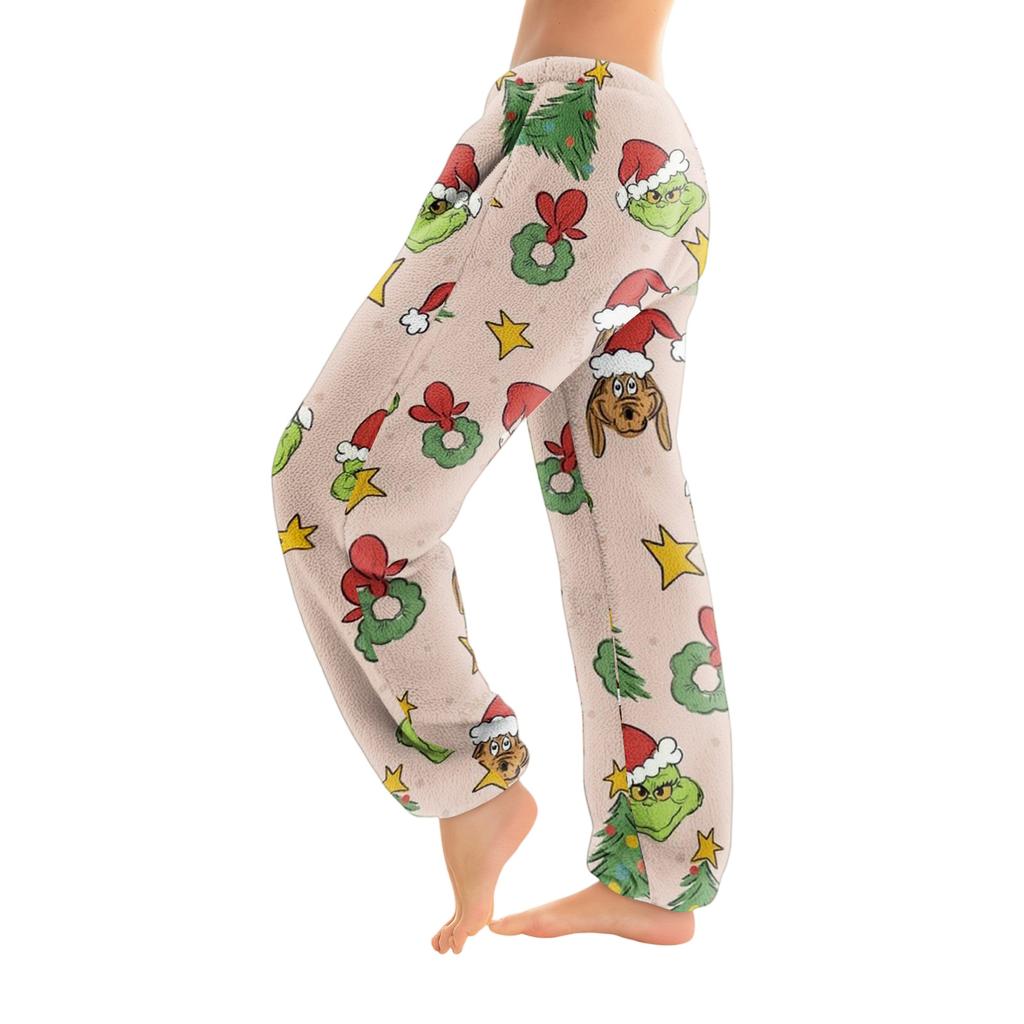 Women's Solid Color Trousers With Cuffs Casual Pants And Pajama Pants