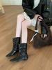 2025 New Niche Square Head Fashion Short Boots Women's Trendy Design Sense Pleated Piled Boots Soft Leather Thin Wide Boots Women