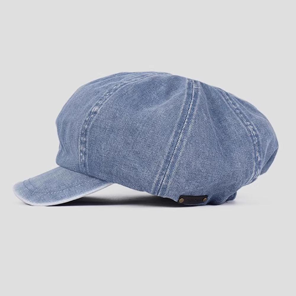 Denim Cotton Newsboy Hat Baker Boy Beret Flat Caps Womens Ladies Octagonal Hat