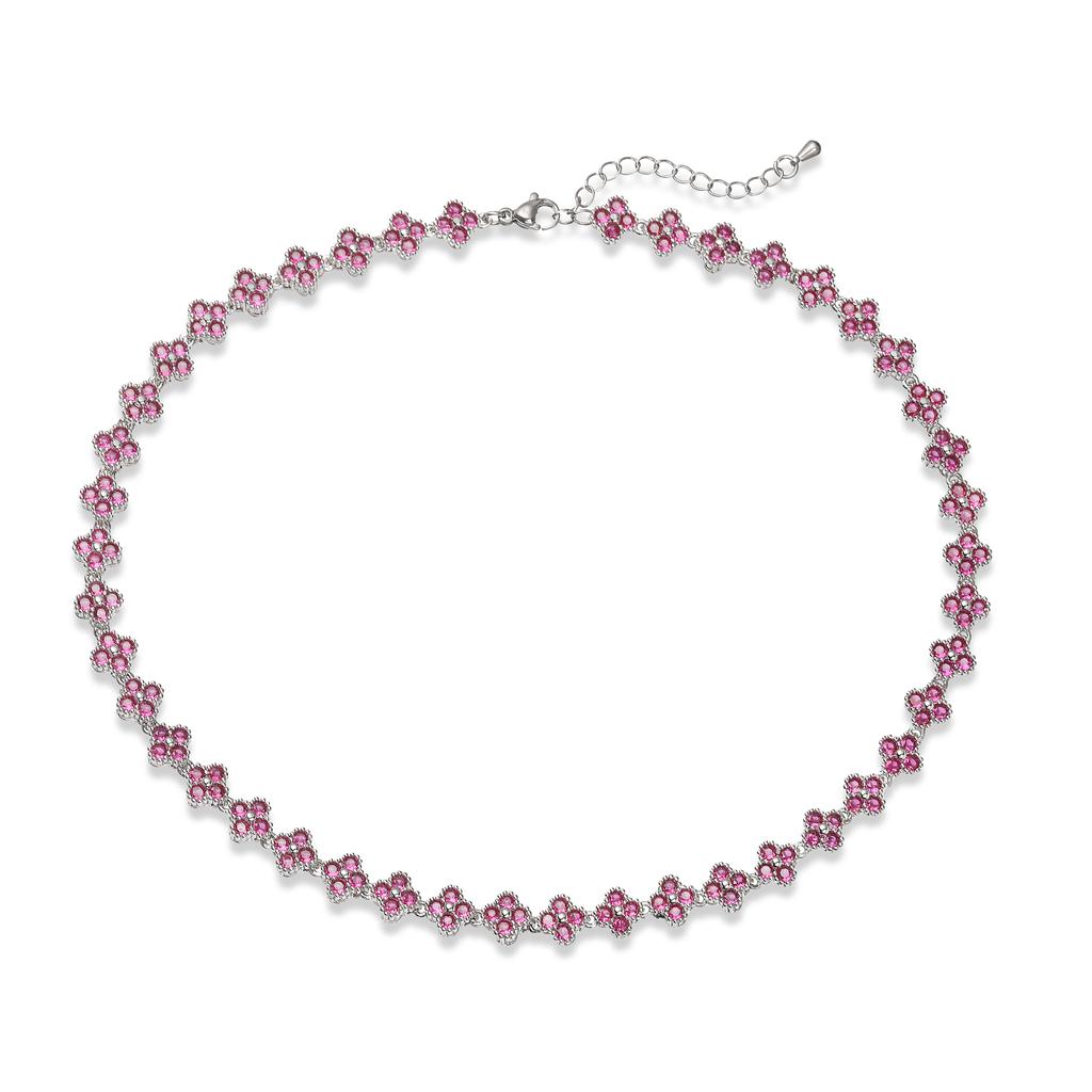 Colorful CZ Stone Copper Bracelet And Necklace Set With Lobster Clasp Adjustable Minimalist Romantic Jewelry