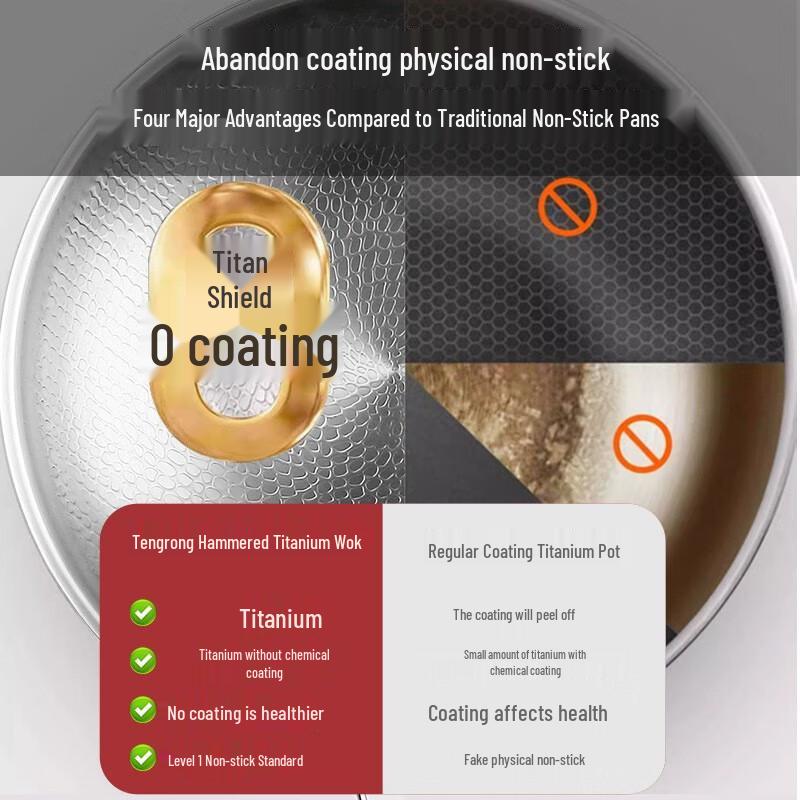 ZHI SHI 36cm Gehammerter Titan Wok