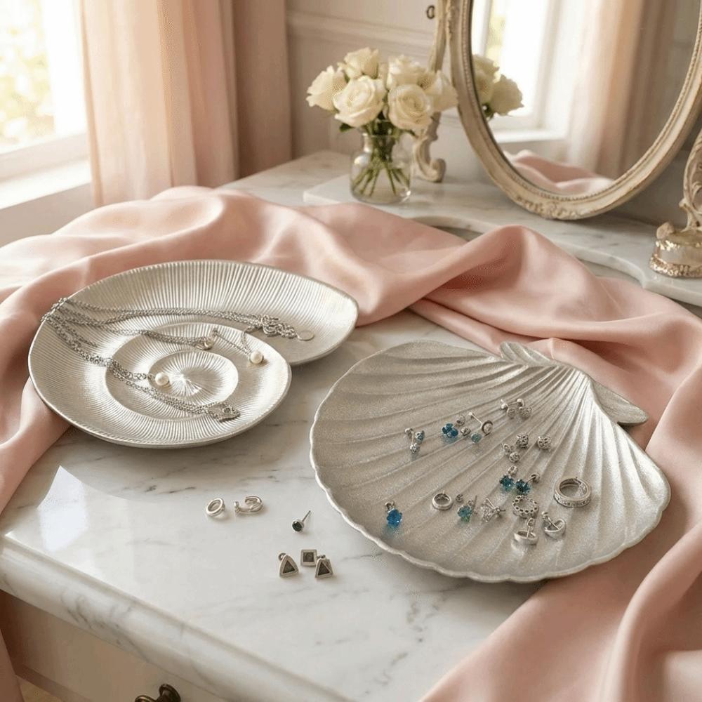 Delicate Seashell Wooden Storage Tray Retro Storage Holder Leaf Storage Plate  Tableware Display
