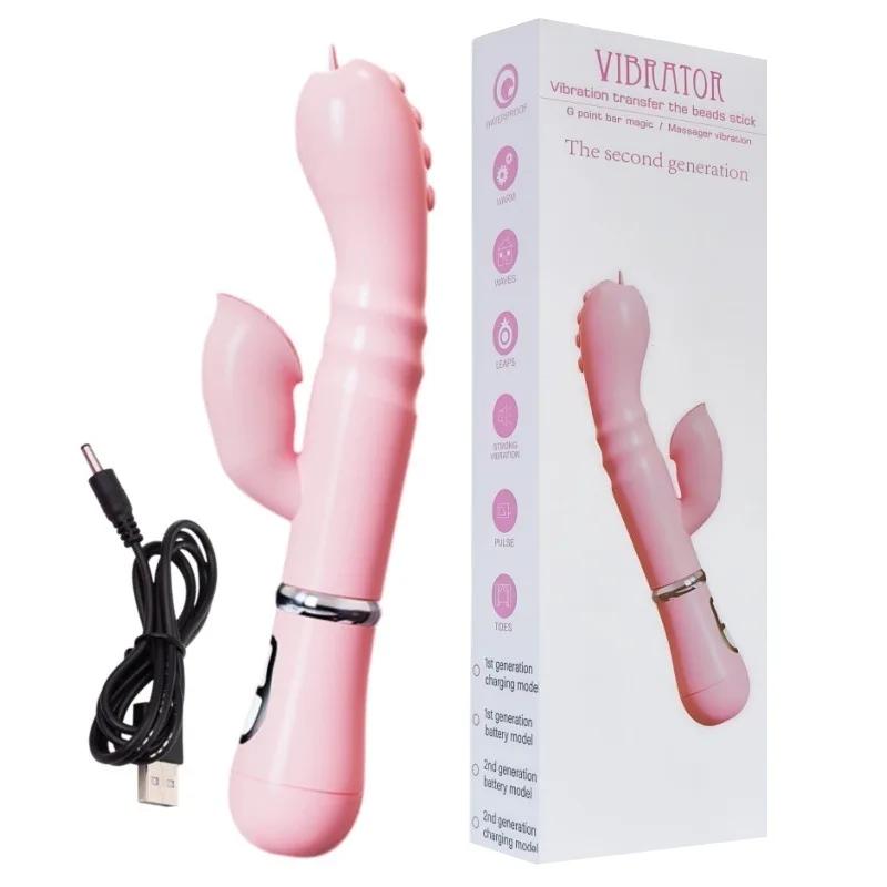 2-in-1 Licking Tongue & Vibrating Massager 12 Modes Female Clitoral G-Spot Stimulator USB Chargeable Adult Sexuality Product Toy