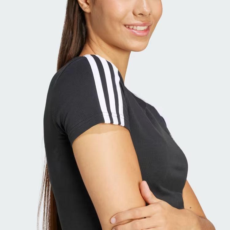 Adidas Essentials 3-Stripes Tee Women Tops Black IR6111