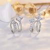 Fashion Women's Silver Color Earrings Ear Cuff Sweet Double-deck Stainless Steel Ear Bones Clip for Women  Ear Clip