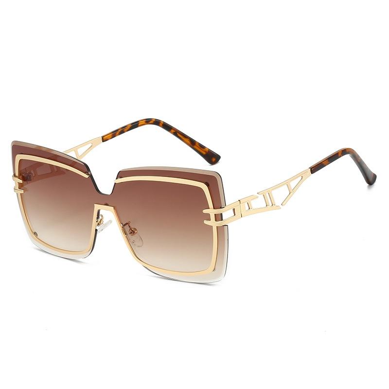 New Luxury Frameless Gradient Square Women Sunglasses  Brand Double Beam Hollow Frame Design Men Trendy Sun Glasses Uv400