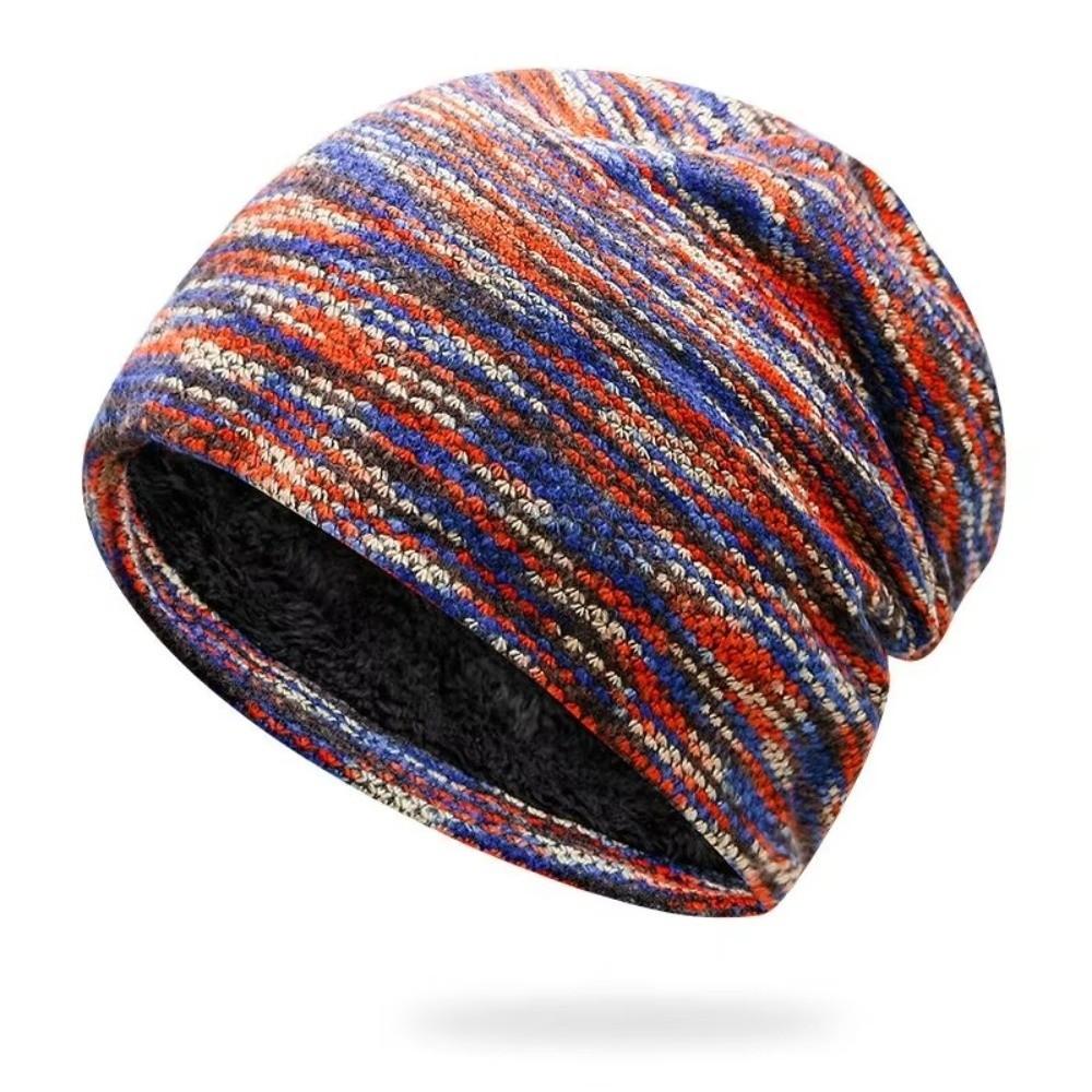 Colored Winter Pullover Hats Cotton Velvet Ear Protection Hats Suitable for Outdoor Double-layer Stacked Long Tube Hats Unisex
