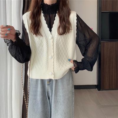 Cardigan Vest Women In Stock Autumn Winter French Red Outerwear Designer Knit Waistcoat