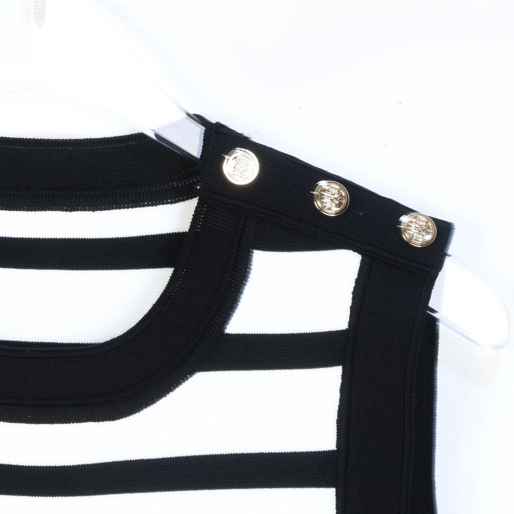 2025 Black Striped Sleeveless Fishtail Dress - Slimming and Stylish