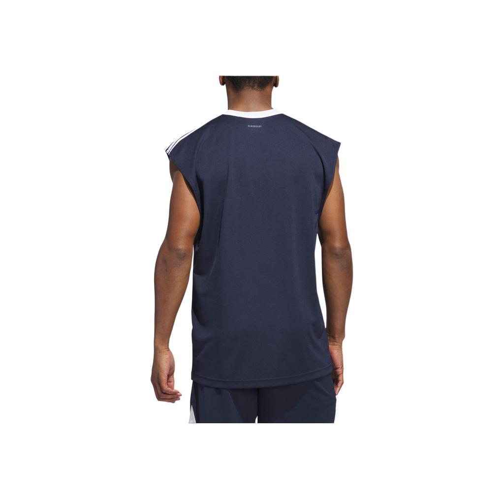 Adidas Logo Gestreift Schnelltrocknend Ärmelloses Basketball-Tanktop Herren Tops Tintenblau IY3723