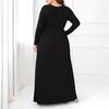 Rochie de damă culoare uni casual cu cravată în talie mânecă lungă gât rotund mărime plus rochie lungă