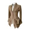 Summer Women's Solid Colour Temperament V-Neck Buttoned Long Sleeve T-Shirt