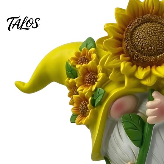 Waterproof Garden Sculptures Sunflower Gnome Statue Ornaments, Resin Faceless Figurines, Pastoral Tiered Tray Seasonal Decor Style Tabletop