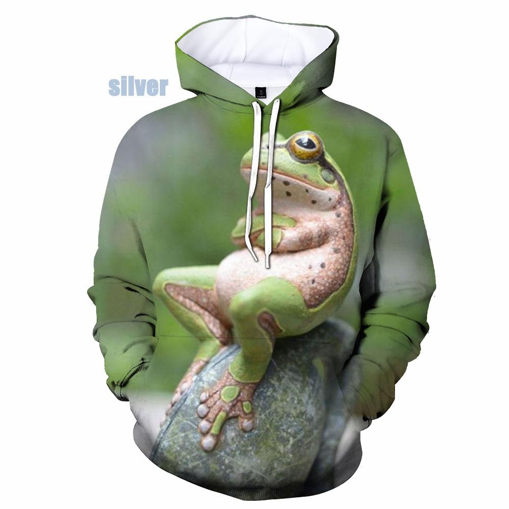 

Нові модні чоловічі жіночі гарячі розпродажі смішні толстовки з тваринами 3D Print жаба повсякденний пуловер з капюшоном розмір 5XL