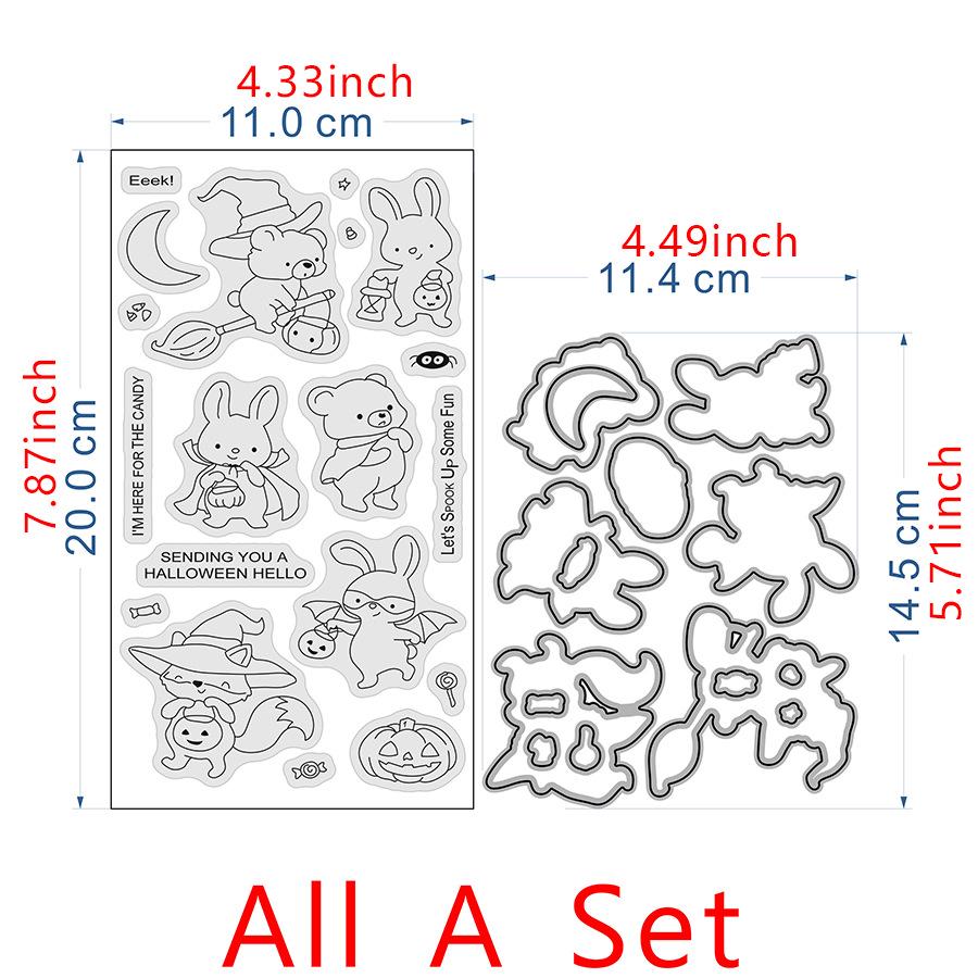 Halloween Animal Silicone Stamps Set - 5763 Transparent DIY Journal Stamps, 2023 Edition