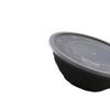 Disposable Black Round Single-Compartment Food Container with Sealed Lid