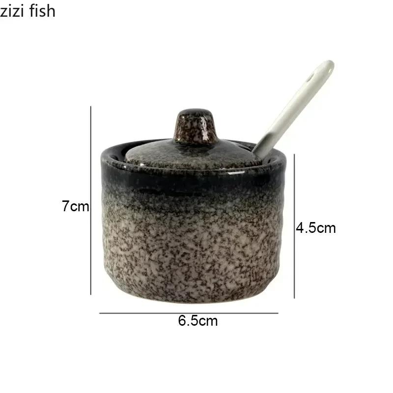 Retro Ceramic Seasoning Jars Salt and Pepper Shakers Kitchen Spice Tools Spice Organizer Jars Seasoning Box Kitchen Accessories