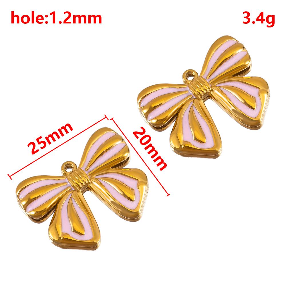 2/5Pcs Stainless Steel Series Pink Purple Elegant Cute Pendant Gold Bottom Pendant DIY Necklace Jewelry Handmade Accessories