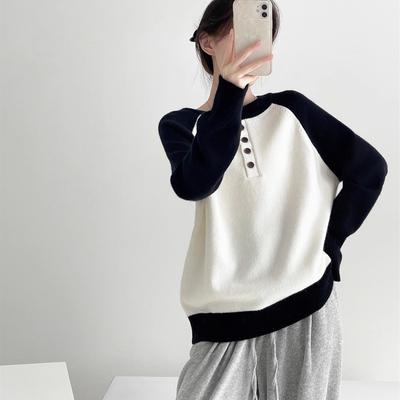 Lässiger vielseitiger farblich passender Pullover Damen Frühling und Herbst neue Mode altersreduzierend locker und lässig gestrickter Pullover Top