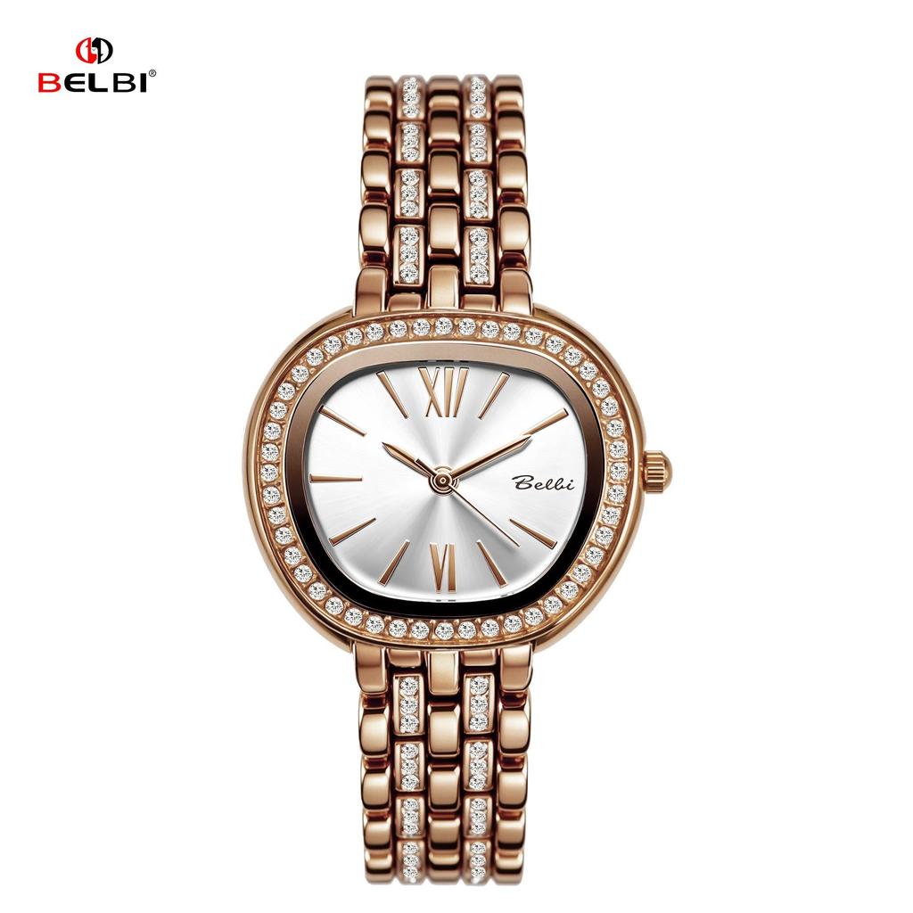 Womens Elegant Rhinestone Wrist Watch Waterproof Classic Roman Dial Ladies Dress Watch Alloy Strap