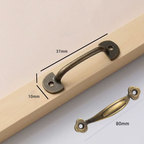 BLOOPIC Mini Pull Handles, Zinc Alloy Arched Reinforced Box Handles, Antique Style, Universal Retro Design, with Screws, Furniture Drawer Handles, Har