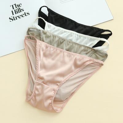 1 Stück Sexy Dreieck-Slip mit niedriger Taille aus Spitze Seidig glatte und hochelastische Seiden-Unterwäsche