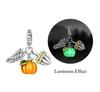 Halloween Copper Skull Charm Luminous Pumpkin Ghost Clown Bead Pendant Ring Necklace Bracelet Diy Jewelry Gift