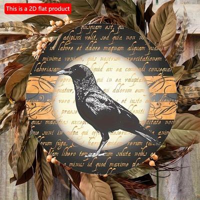 2d Flat 20*20cm, Home Decoration, Crow Wooden Doorplate, Circular Decorative Logo, for Home, Kitchen, Garden, Bedroom, Club Decor.