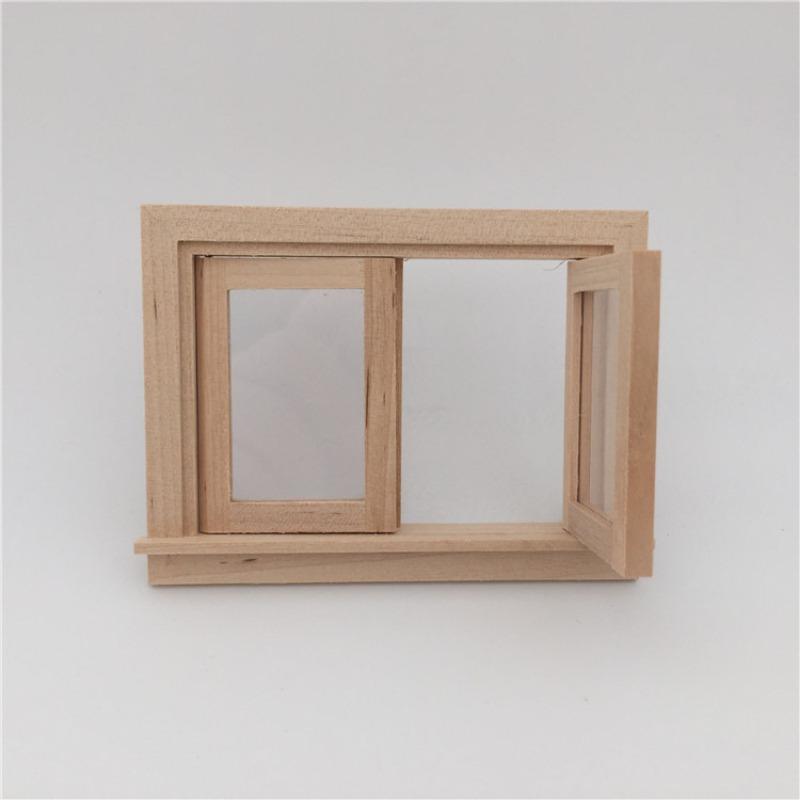 2 Pieces Dollhouse Window Toddler Toy Miniature Gnome Door Undyed Wood Window Games Fairy Garden Accessories Toddler Ornament Toy