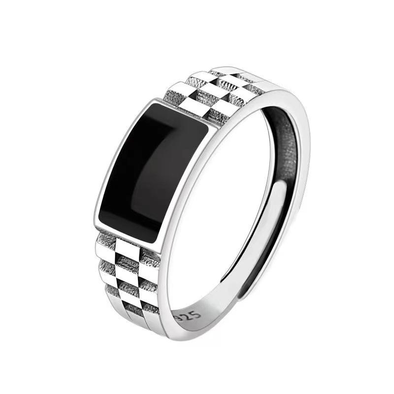 New Men's Ring, Light Luxury, High-end, Exquisite, Cold and Wind-drop Glaze Men's Open Ring