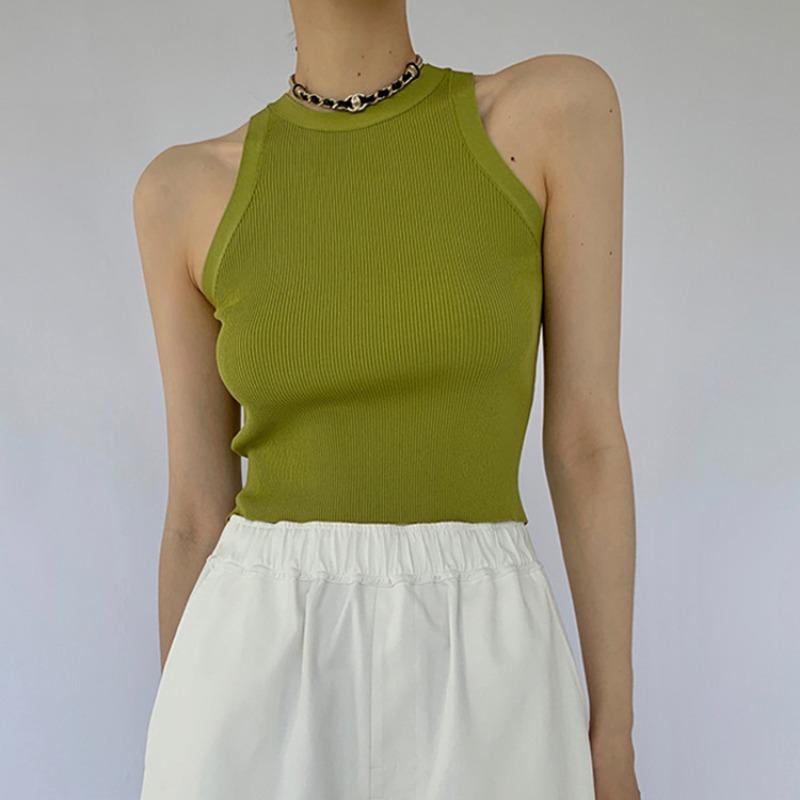 

Новый летний стиль всех видов холодных эластичных утягивающих жилетов I-типа для женщин с бретелью через шею и без рукавов, которые можно носить One size