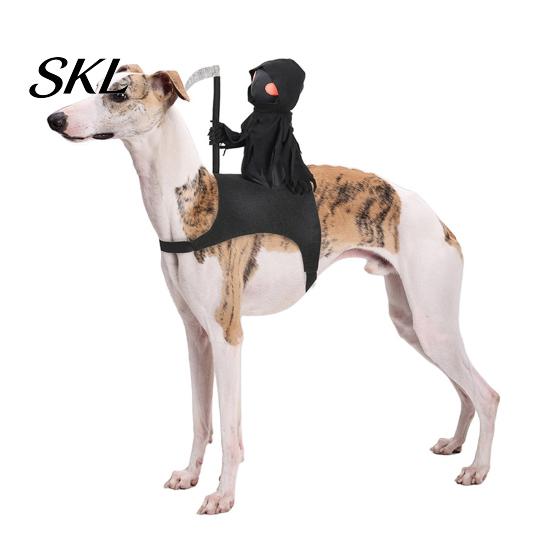 Funny Animal Party Outfit Dog Halloween Costume, Grim Reaper Rider 3D Cosplay Outfit, Unique Pet Holiday Apparel for Small Medium And Large Cats Dogs