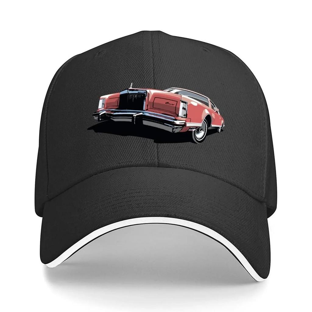 1970s Lincoln Continental In Red Baseball Cap Rugby Golf Hat Western Hat Beach Outing Women's Unisex's