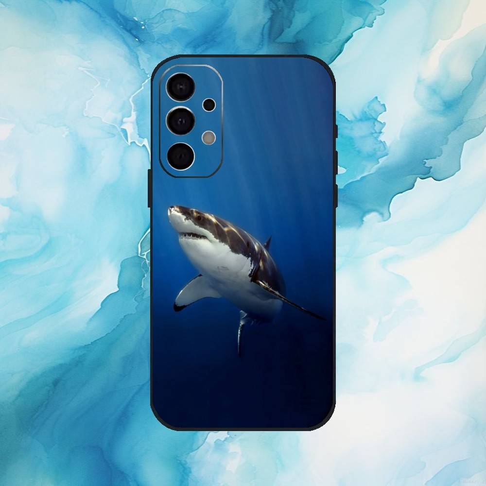 Fierce S-Shark Phone Case For Samsung S25,24,23,22,30,21,10,9,Ultra,Plus,Lite,FE,4,5 G Soft Black Case