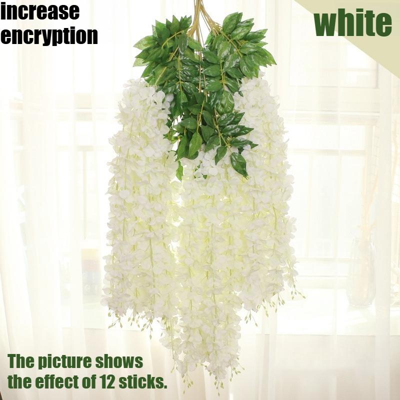 Wisteria Hanging Flowers Artificial Fake Decorative Vine Garland for Bedroom Wall Decor Lush Greenery Fake Flower Vines 3.6 Ft
