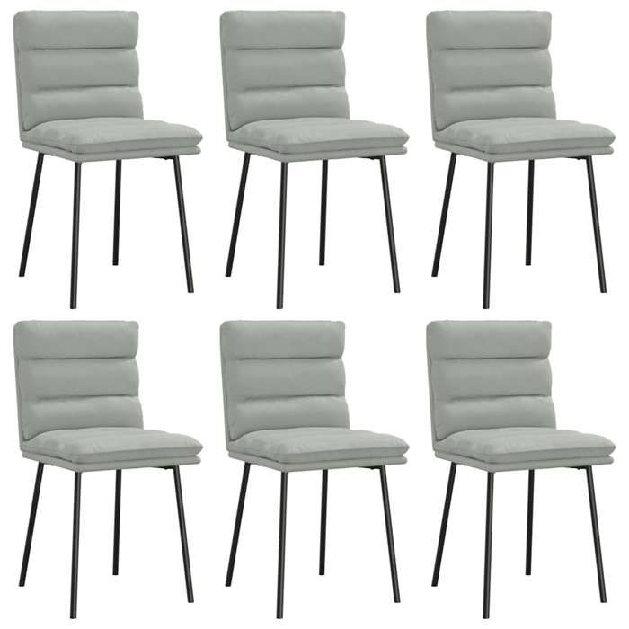 VidaXL Chaises à manger lot de 6 gris clair velours 3315652