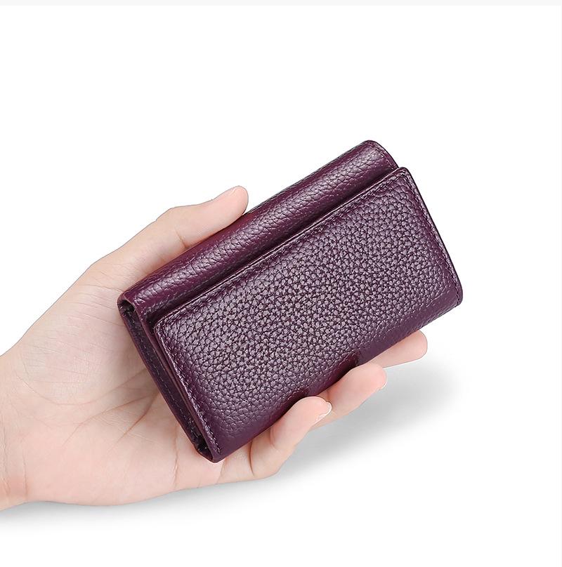 Genuine Leather Women's Multi-functional Key & Card Holder with Coin Purse