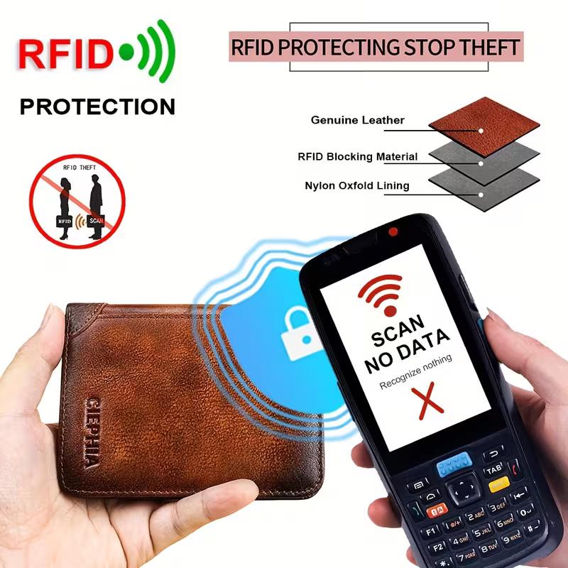 Genuine Leather Rfid Wallets for Men Vintage Thin Short Multi Function ID Credit Card Holder Money Bag Gift for Him
