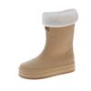 Medium rain boots women's non-slip short rubber shoes fleece warm water shoes kitchen work shoes women's lightweight platform rain shoes