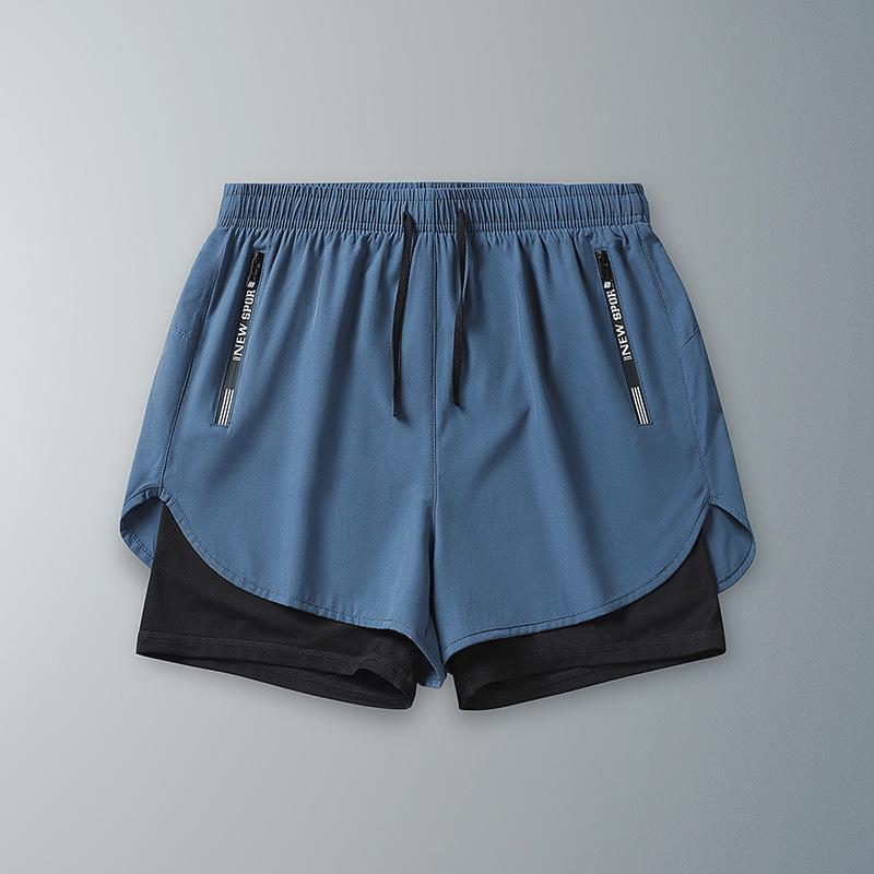 

Мужские летние быстросохнущие шорты для бега два в одном 3XL синий