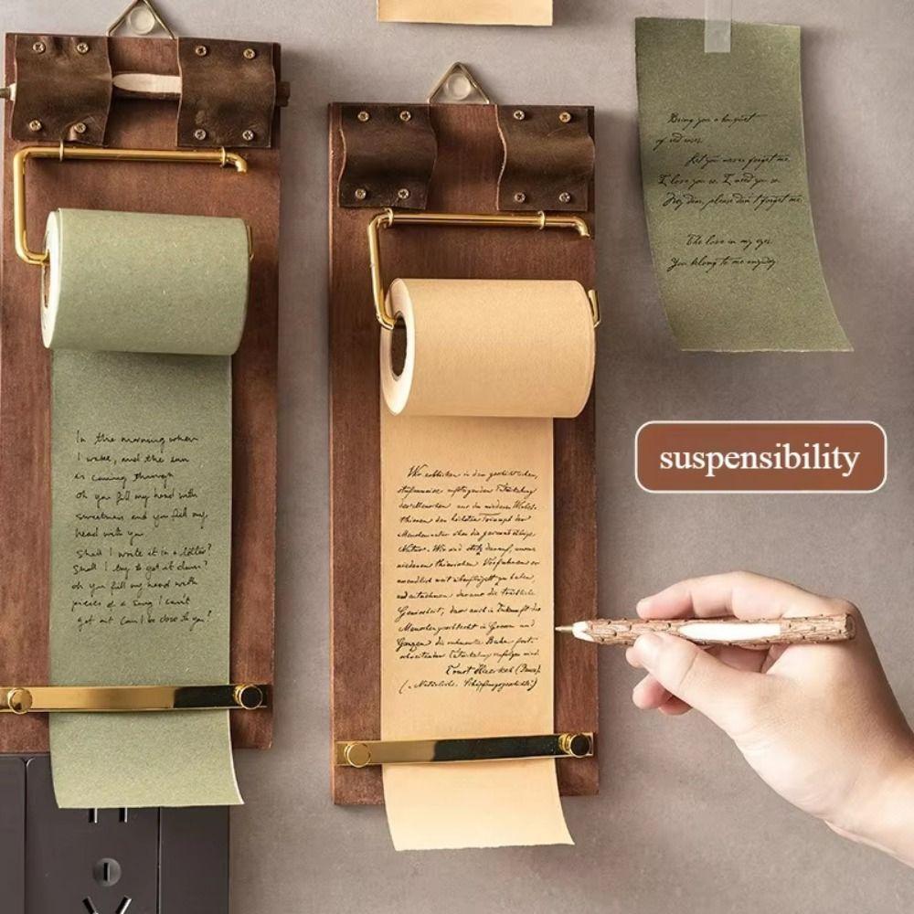 Tear-Off Roll-Up Sticky Note Board Retro Wooden Memo Clipboards  Office Accessories