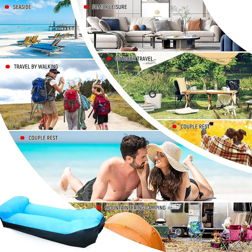 1 Piece Outdoor Fast Inflatable Air Sofa Bed Quality Sleeping Bag Inflatable Airbag Lazy Bag Beach Sofa