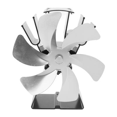 6-Blatt-Wärmebetriebener Ofenventilator, manuelle Steuerung, Aluminiumlegierung, Desktop-Kaminventilator für die Holzverbrennung