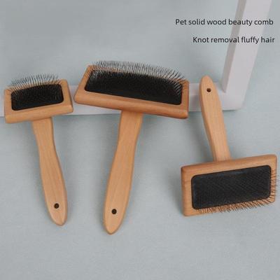 Solid Wood Pet Grooming Comb - Needle, Untangling, Floating Hair & Fluffy Coat Air Cushion Comb for Dogs & Cats