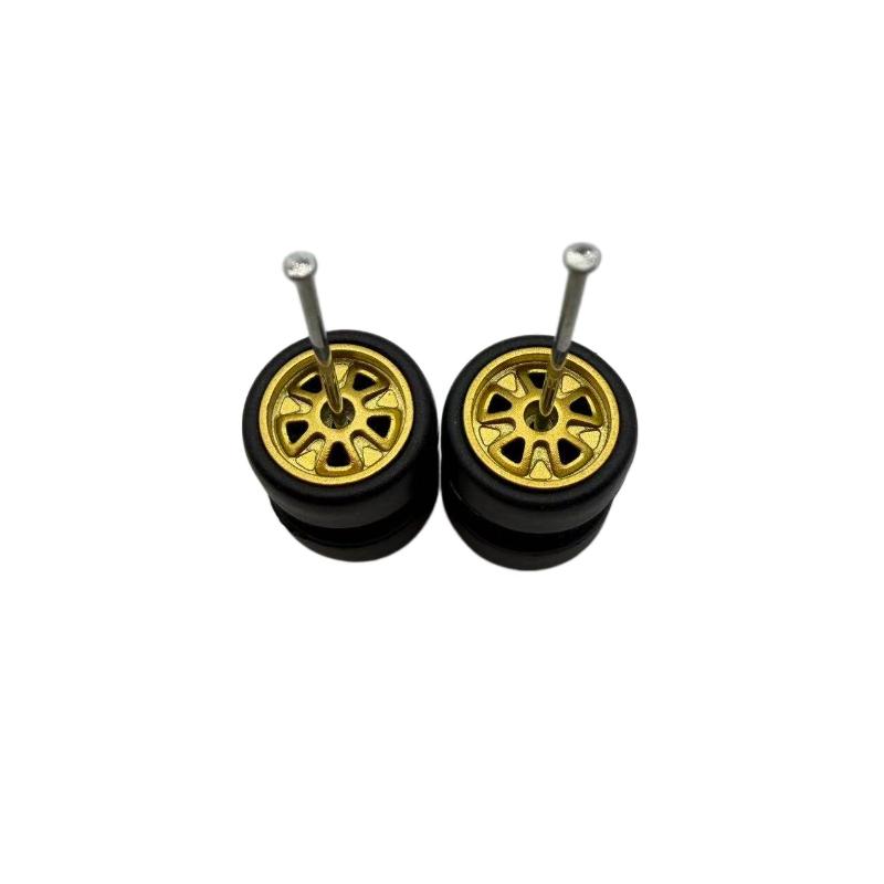 1 Set Diy Accessories 1/64 Model Wheels With Slicks Rubber Tires For Toy Model Petal Wheel Diecast Cars Refiting Parts