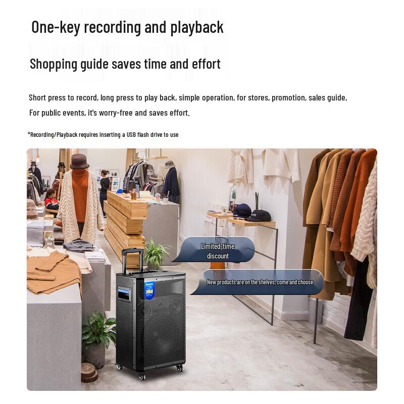 Philips SD170PRO 12-inch Portable Bluetooth Karaoke Speaker CN plug (adapter included)